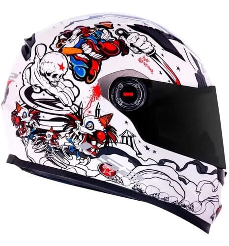 CAPACETE LS2 FF358 CRAZY CLOWN - BRANCO - Macaléo Capacetes