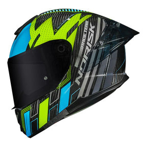 CAPACETE NORISK CARBON R TEAM AMARELO/AZUL - Macaléo Capacetes